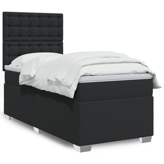 Giroletto a Molle con Materasso Nero 90x200 cm in Similpelle