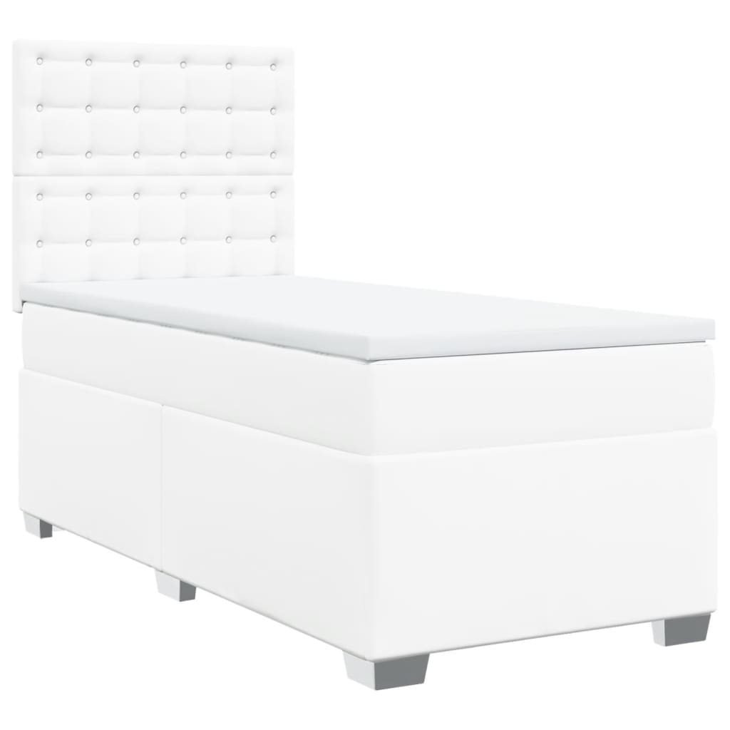 Giroletto a Molle con Materasso Bianco 100x200 cm in Similpelle