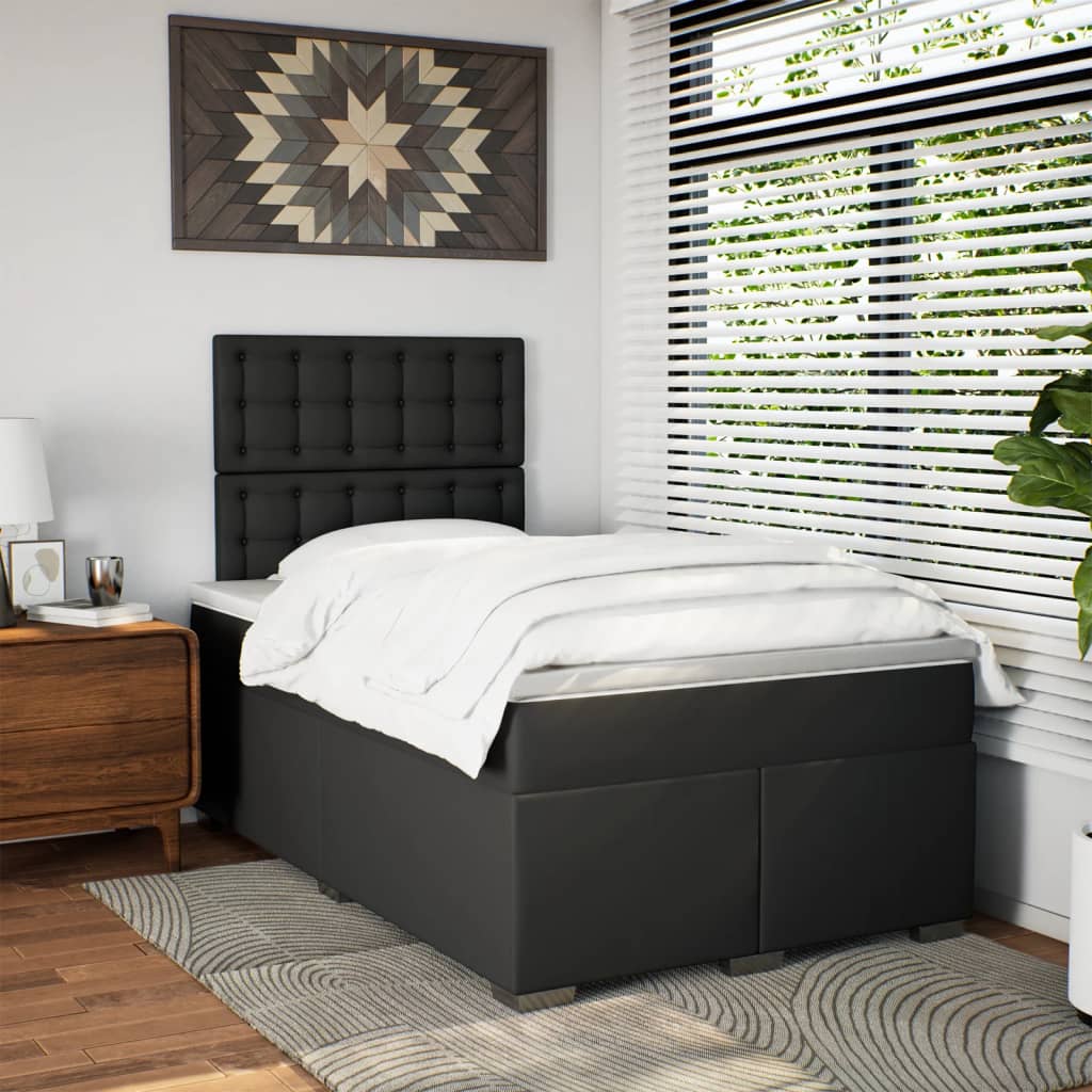 Giroletto a Molle con Materasso Nero 120x200 cm in Similpelle