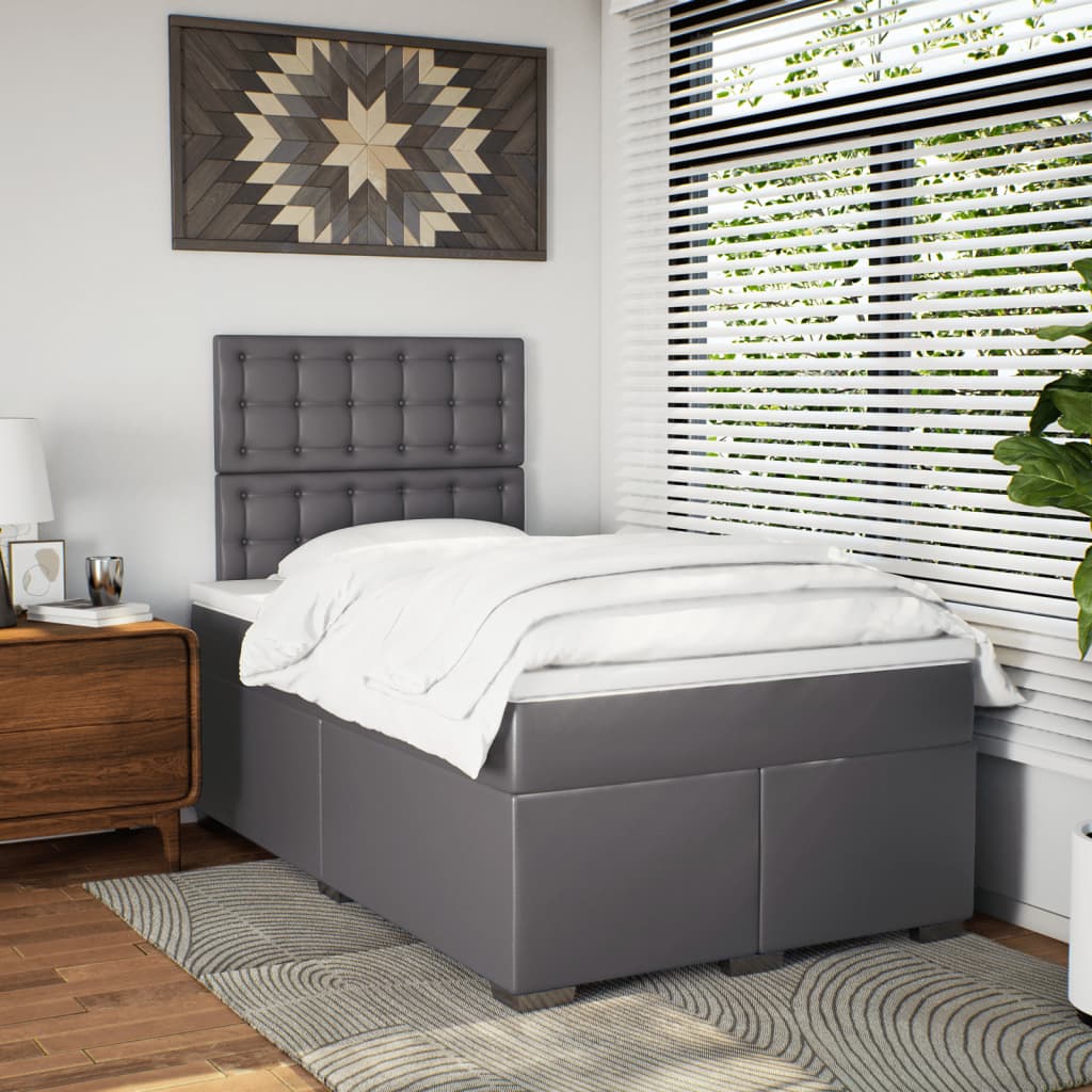 Giroletto a Molle con Materasso Grigio 120x200 cm in Similpelle