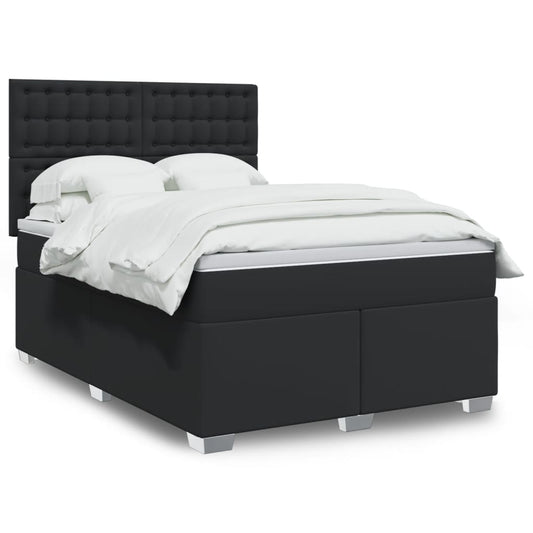 Giroletto a Molle con Materasso Nero 140x200 cm in Similpelle