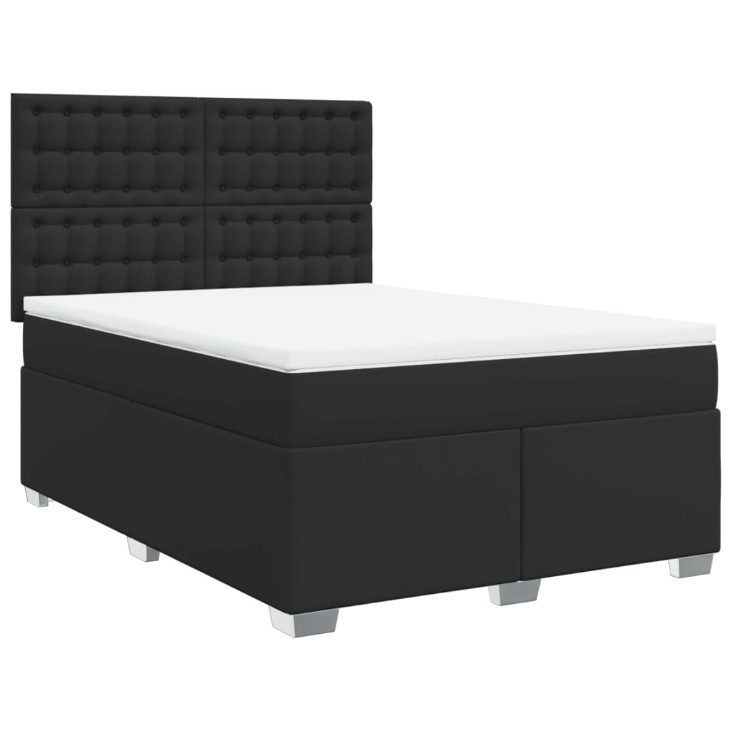 Giroletto a Molle con Materasso Nero 160x200 cm in Similpelle