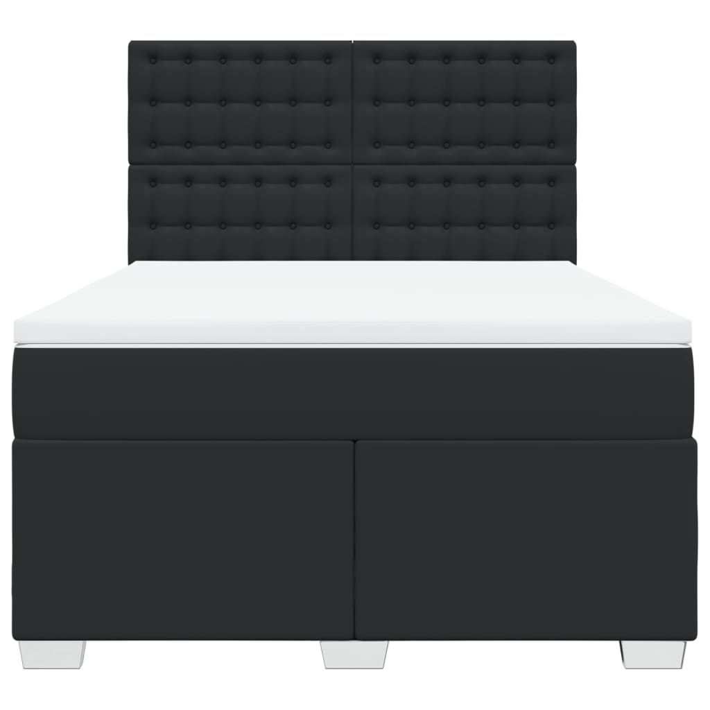 Giroletto a Molle con Materasso Nero 160x200 cm in Similpelle