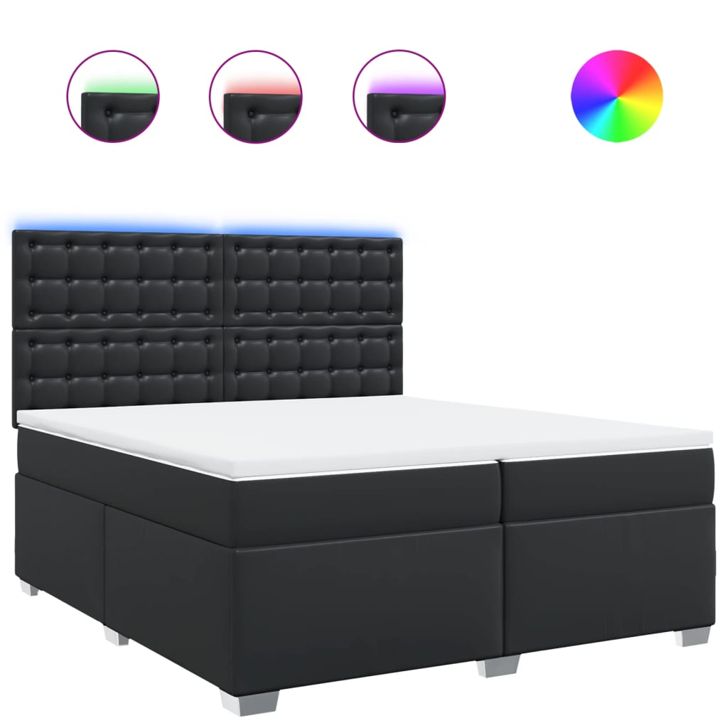 Giroletto a Molle con Materasso Nero 200x200 cm in Similpelle