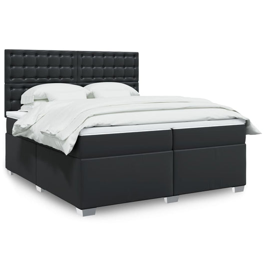 Giroletto a Molle con Materasso Nero 200x200 cm in Similpelle