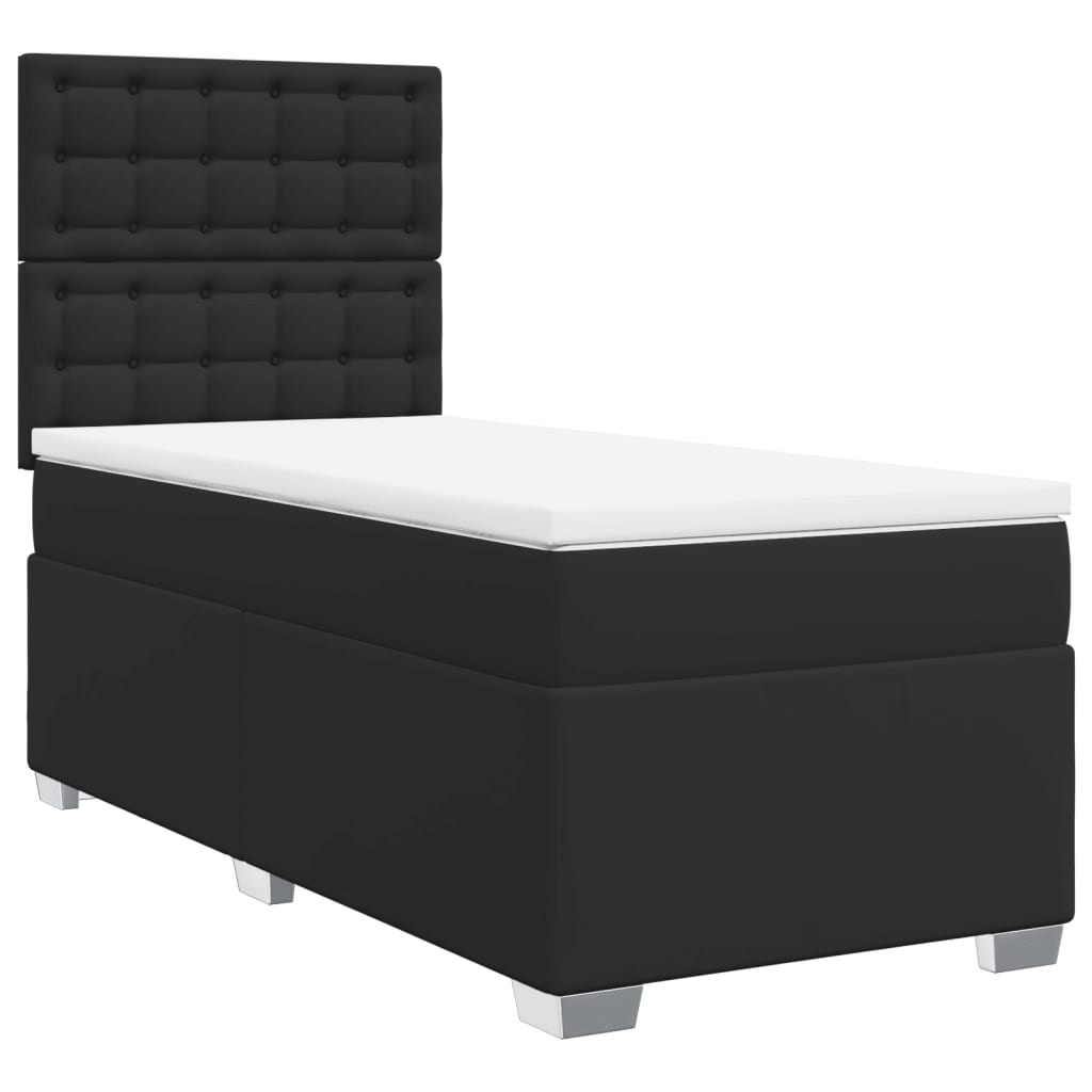 Letto a Molle con Materasso Nero Singolo in Similpelle - homemem39