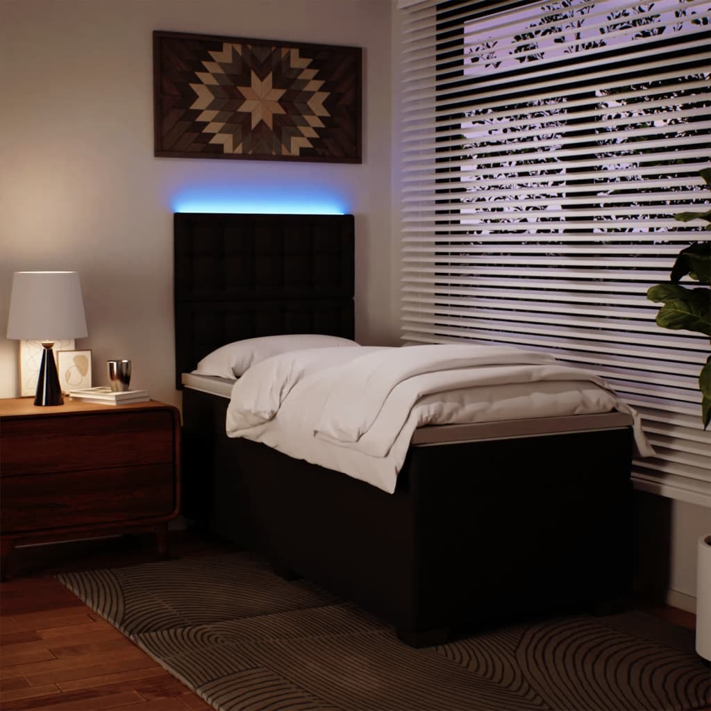 Letto a Molle con Materasso Nero Singolo in Similpelle - homemem39