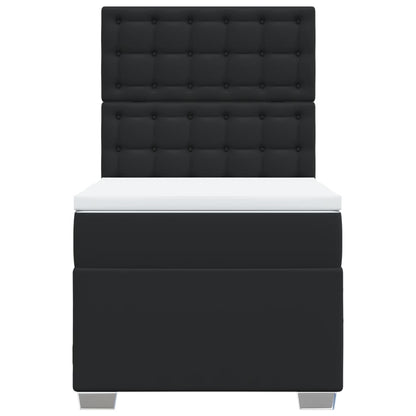 Letto a Molle con Materasso Nero Singolo in Similpelle