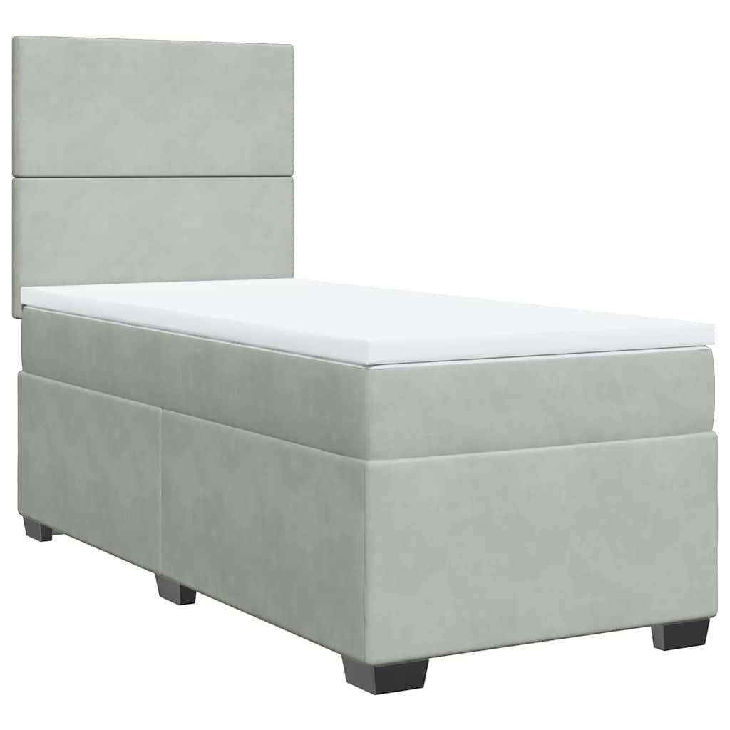 Giroletto a Molle con Materasso Grigio Chiaro 80x200 cm Velluto