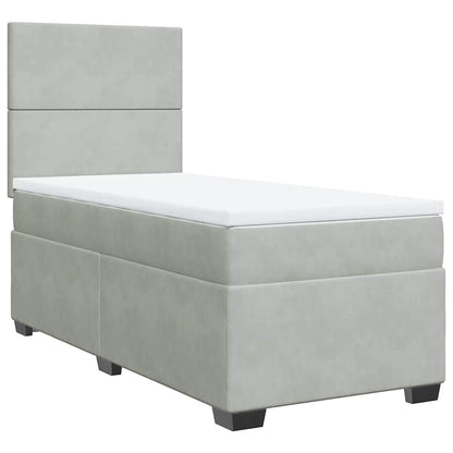 Giroletto a Molle con Materasso Grigio Chiaro 80x200 cm Velluto