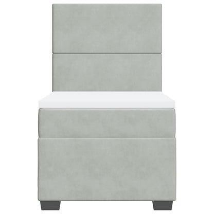 Giroletto a Molle con Materasso Grigio Chiaro 80x200 cm Velluto