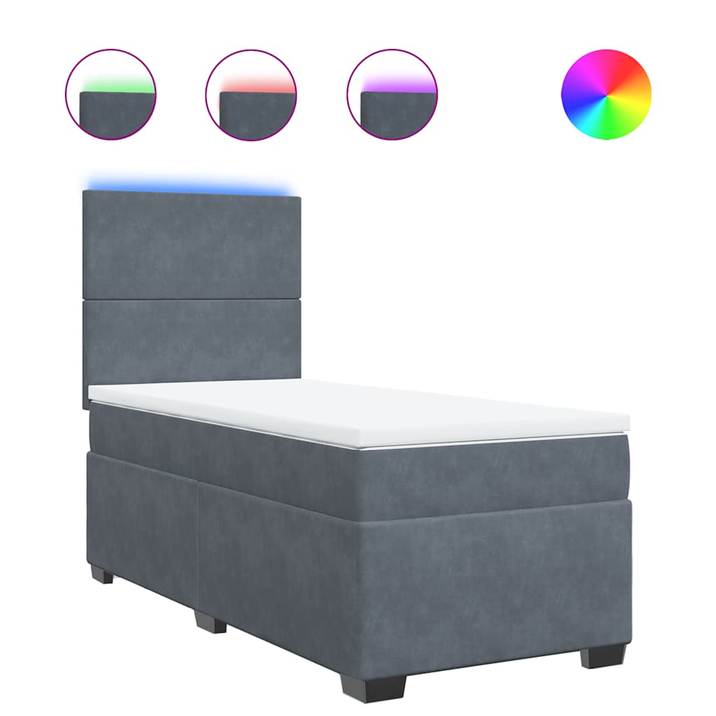 Giroletto a Molle con Materasso Grigio Scuro 80x200 cm Velluto | homemem39
