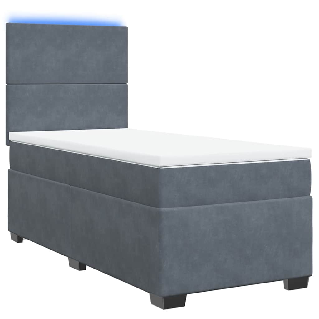 Giroletto a Molle con Materasso Grigio Scuro 80x200 cm Velluto