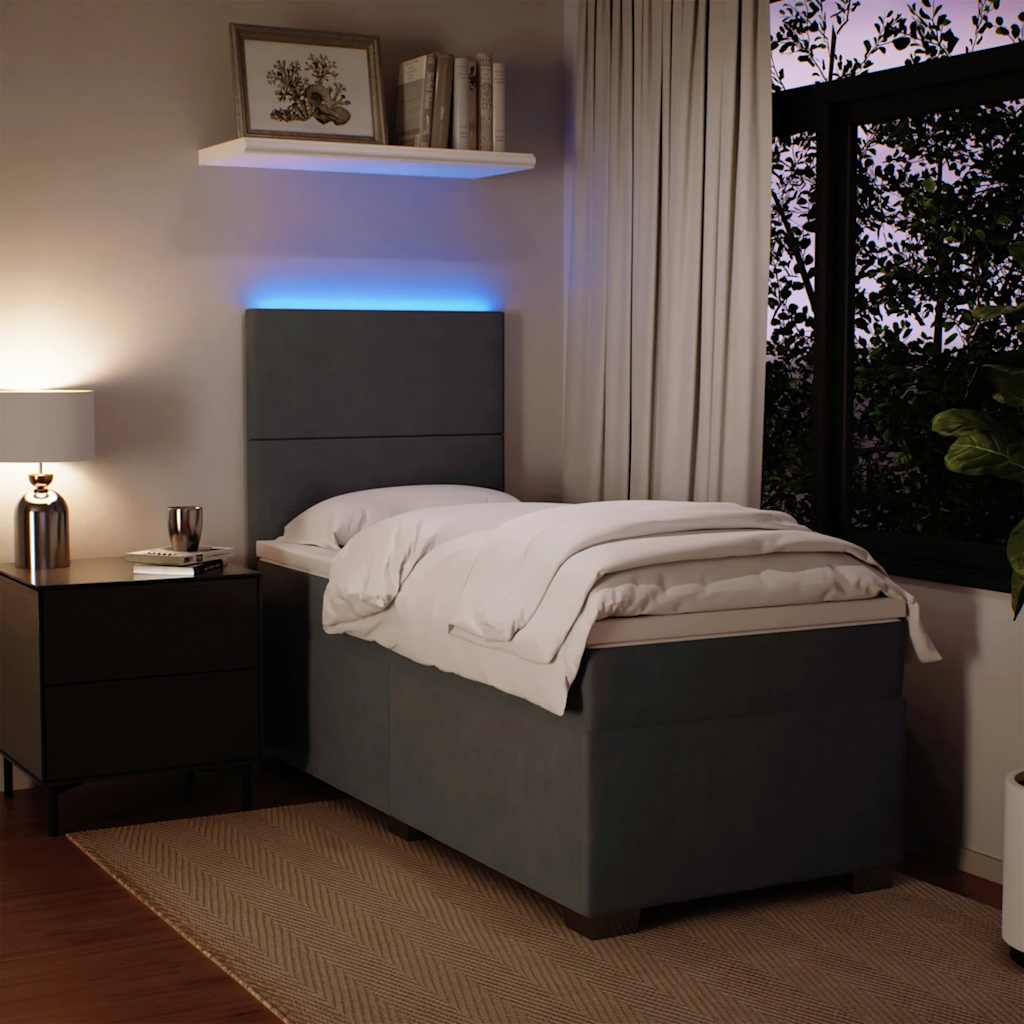 Giroletto a Molle con Materasso Grigio Scuro 80x200 cm Velluto | homemem39