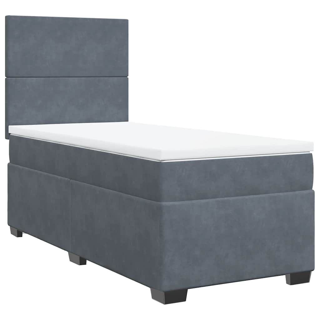 Giroletto a Molle con Materasso Grigio Scuro 80x200 cm Velluto | homemem39
