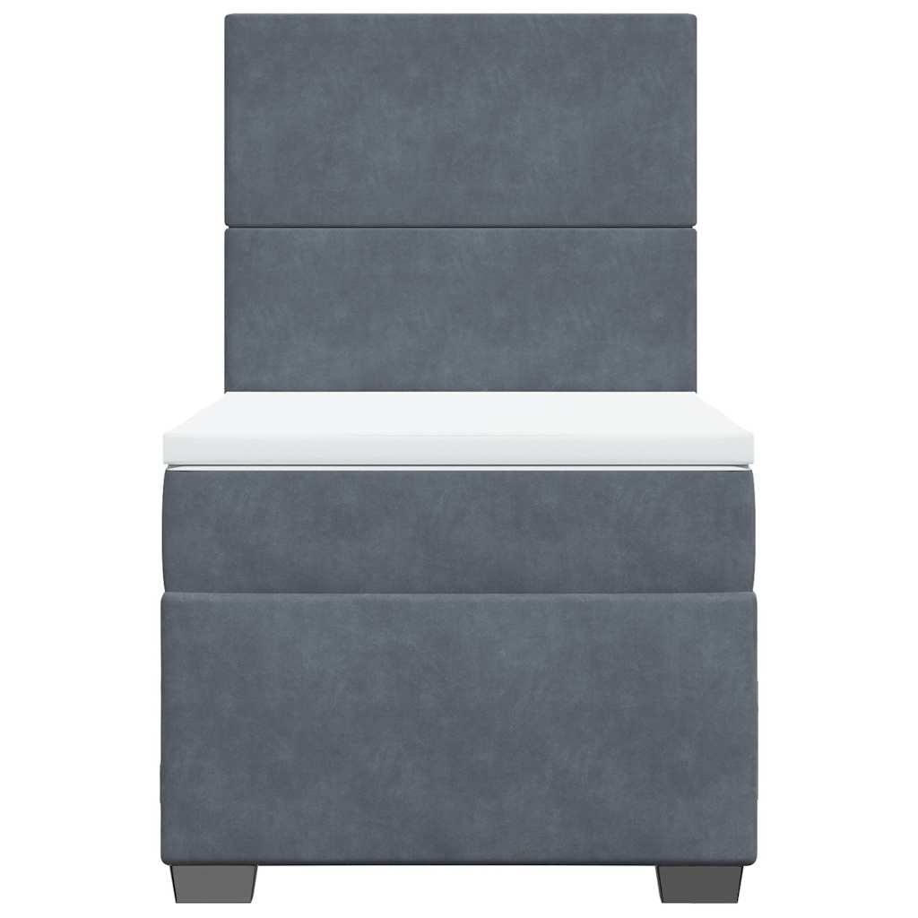 Giroletto a Molle con Materasso Grigio Scuro 80x200 cm Velluto