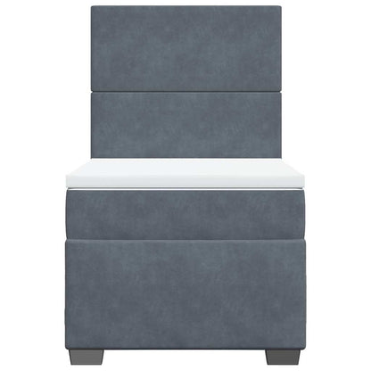 Giroletto a Molle con Materasso Grigio Scuro 80x200 cm Velluto