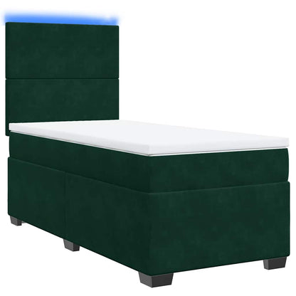 Giroletto a Molle con Materasso Verde Scuro 80x200 cm Velluto