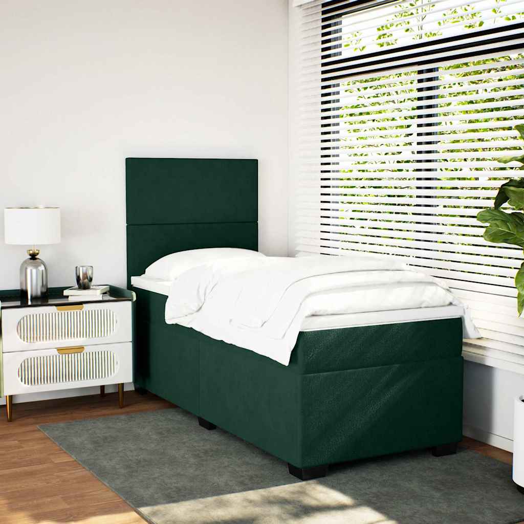 Giroletto a Molle con Materasso Verde Scuro 80x200 cm Velluto