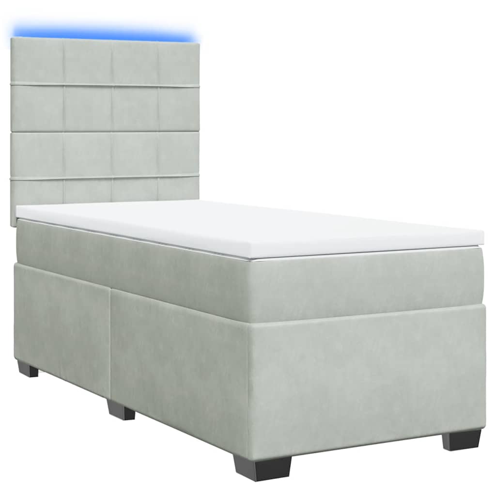Giroletto a Molle con Materasso Grigio Chiaro 80x200 cm Velluto