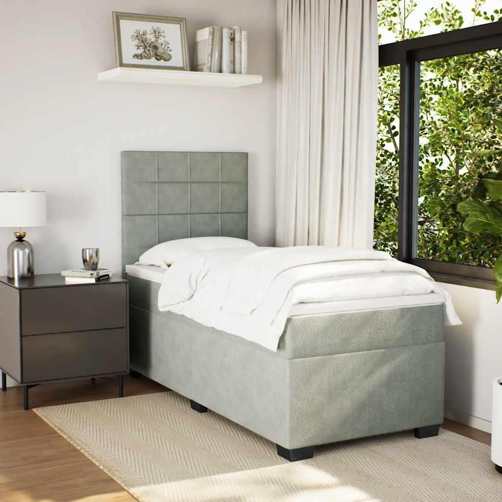 Giroletto a Molle con Materasso Grigio Chiaro 80x200 cm Velluto
