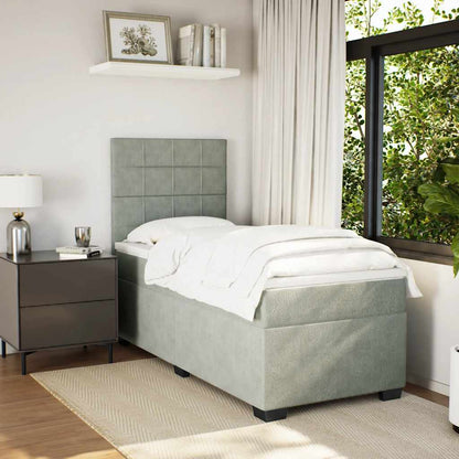 Giroletto a Molle con Materasso Grigio Chiaro 80x200 cm Velluto