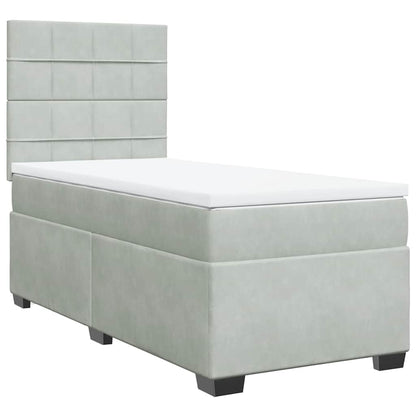 Giroletto a Molle con Materasso Grigio Chiaro 80x200 cm Velluto
