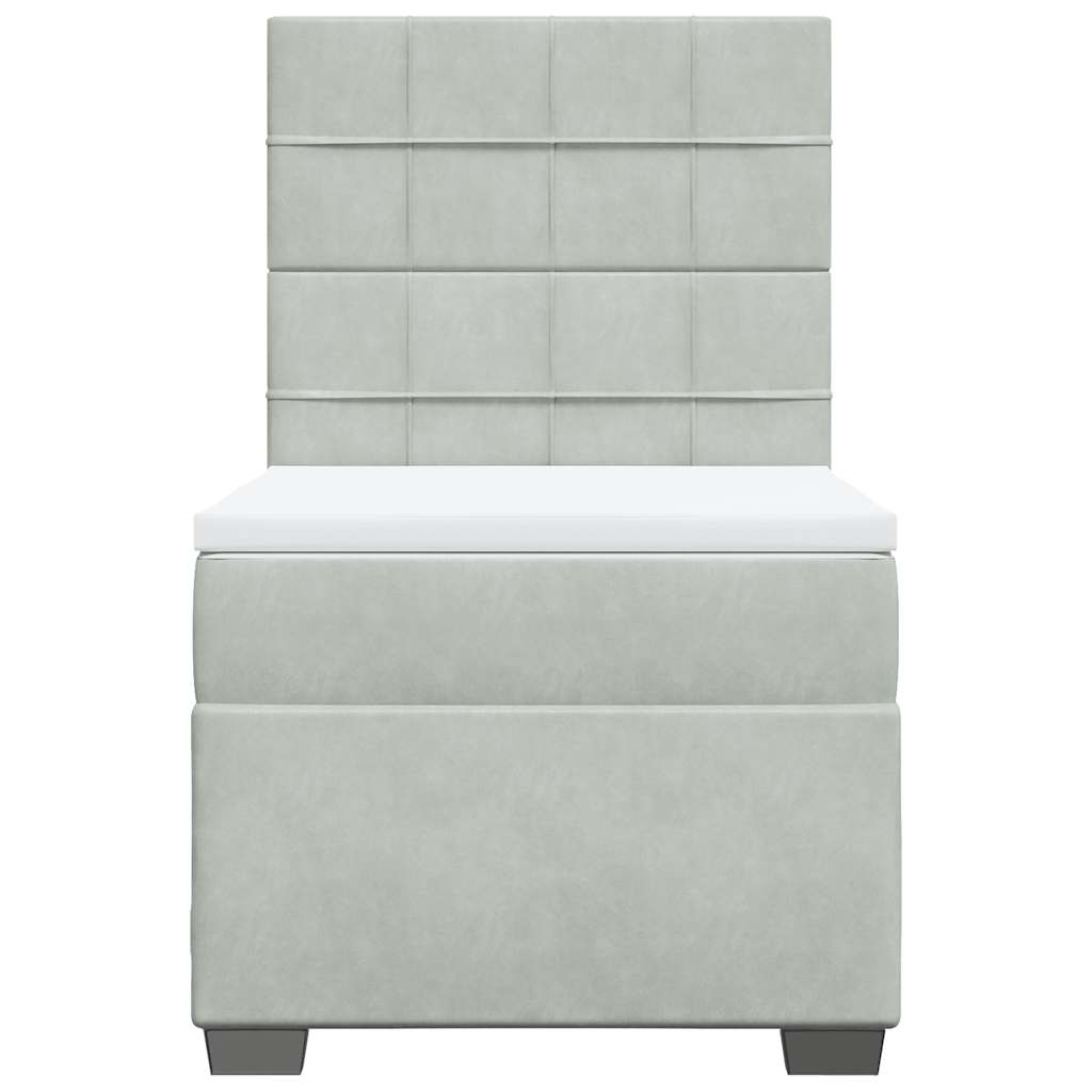 Giroletto a Molle con Materasso Grigio Chiaro 80x200 cm Velluto