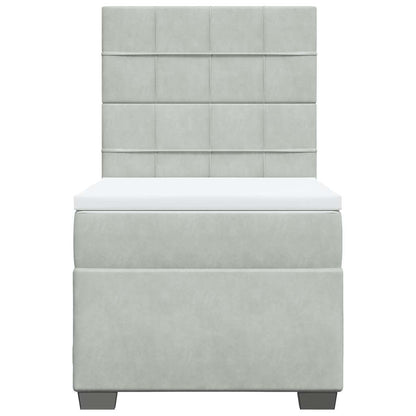 Giroletto a Molle con Materasso Grigio Chiaro 80x200 cm Velluto