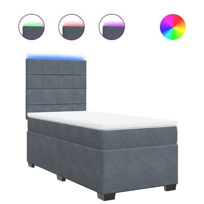 Giroletto a Molle con Materasso Grigio Scuro 80x200 cm Velluto | homemem39
