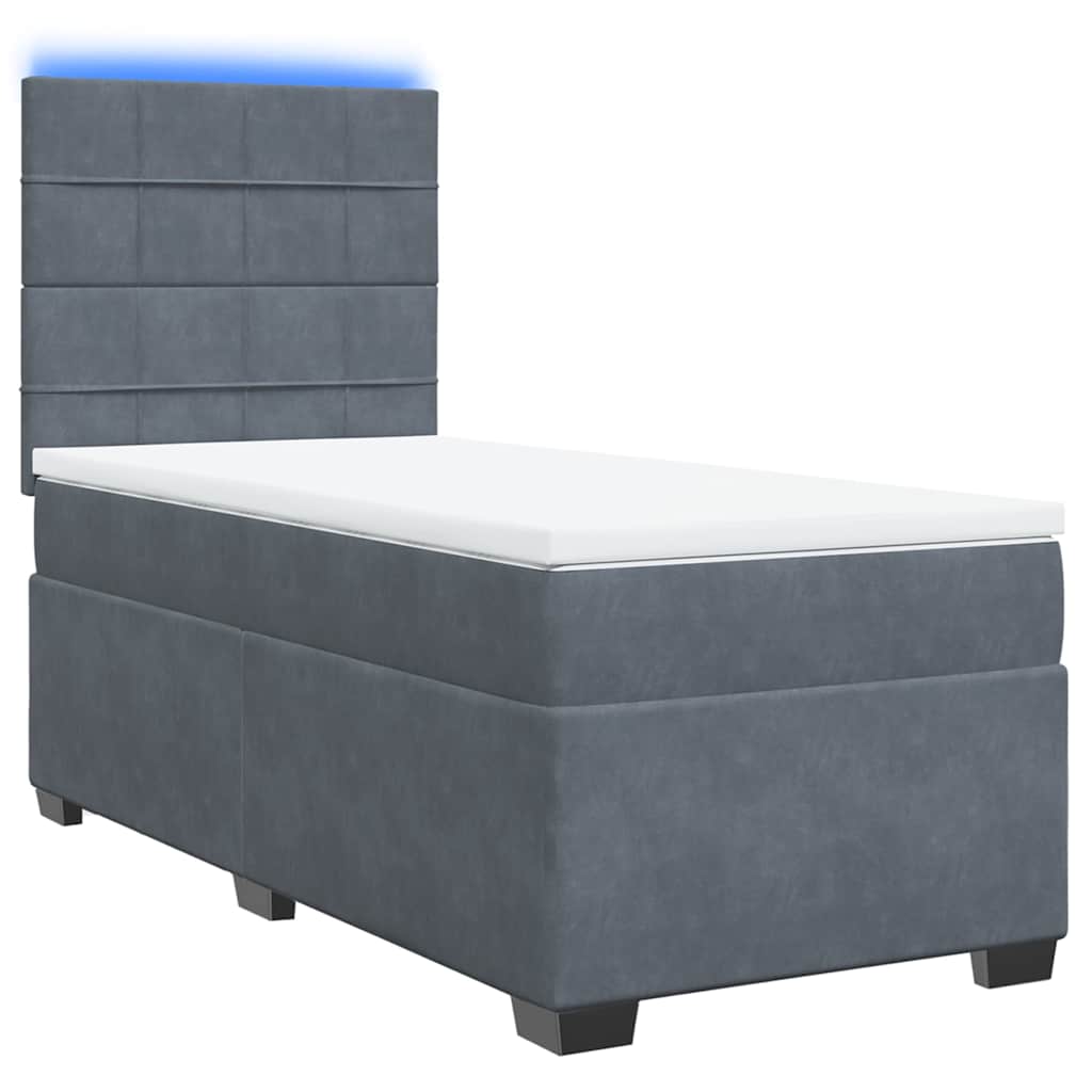 Giroletto a Molle con Materasso Grigio Scuro 80x200 cm Velluto | homemem39