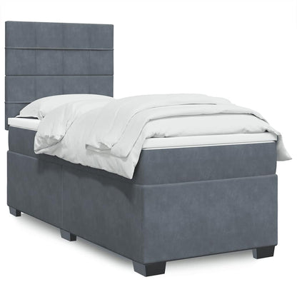 Giroletto a Molle con Materasso Grigio Scuro 80x200 cm Velluto | homemem39