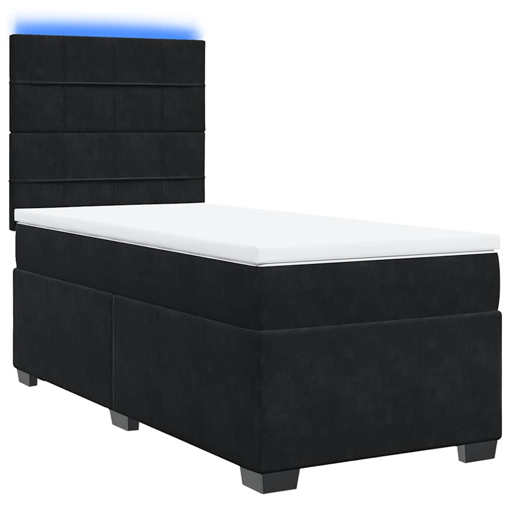Giroletto a Molle con Materasso Nero 80x200 cm in Velluto