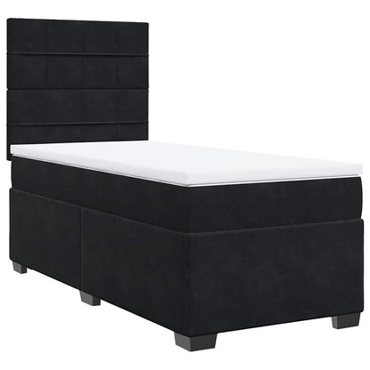 Giroletto a Molle con Materasso Nero 80x200 cm in Velluto