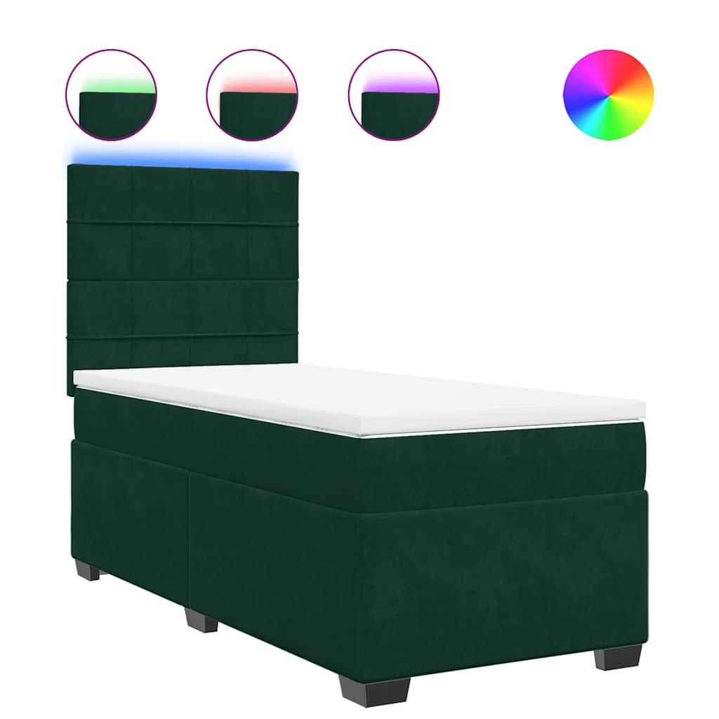 Giroletto a Molle con Materasso Verde Scuro 80x200 cm Velluto