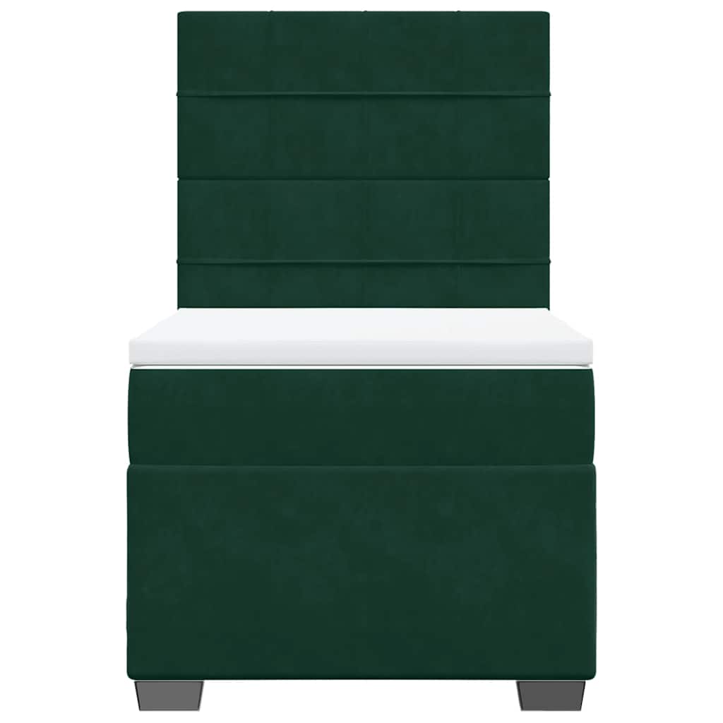 Giroletto a Molle con Materasso Verde Scuro 80x200 cm Velluto