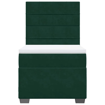 Giroletto a Molle con Materasso Verde Scuro 80x200 cm Velluto