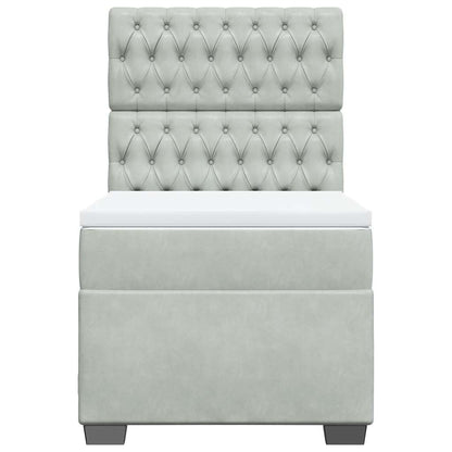 Giroletto a Molle con Materasso Grigio Chiaro 80x200 cm Velluto