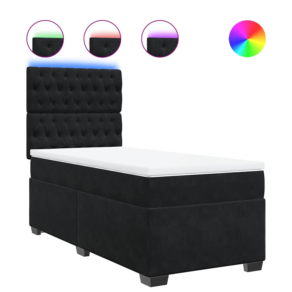 Giroletto a Molle con Materasso Nero 80x200 cm in Velluto