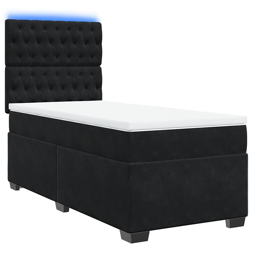 Giroletto a Molle con Materasso Nero 80x200 cm in Velluto