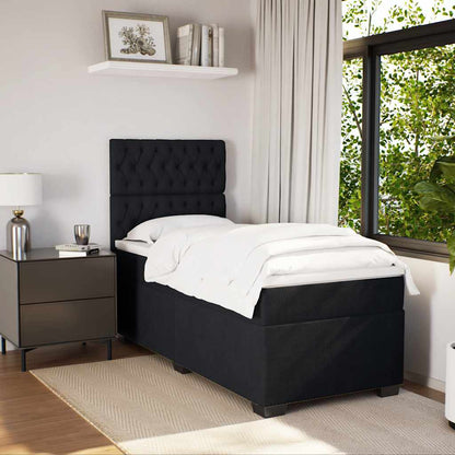 Giroletto a Molle con Materasso Nero 80x200 cm in Velluto