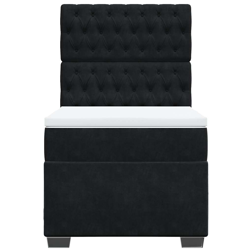 Giroletto a Molle con Materasso Nero 80x200 cm in Velluto