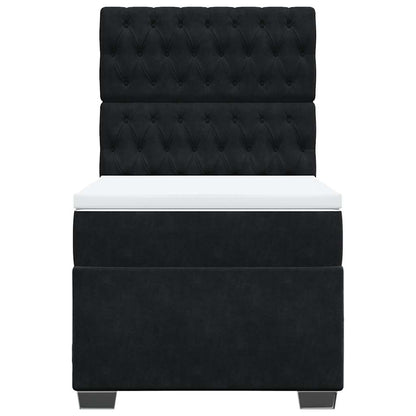 Giroletto a Molle con Materasso Nero 80x200 cm in Velluto