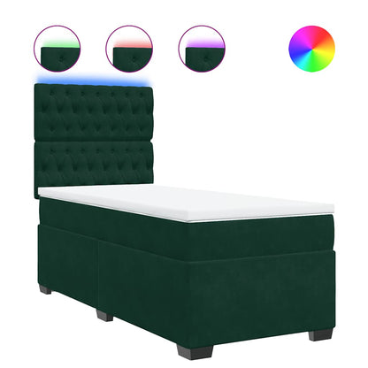 Giroletto a Molle con Materasso Verde Scuro 80x200 cm Velluto