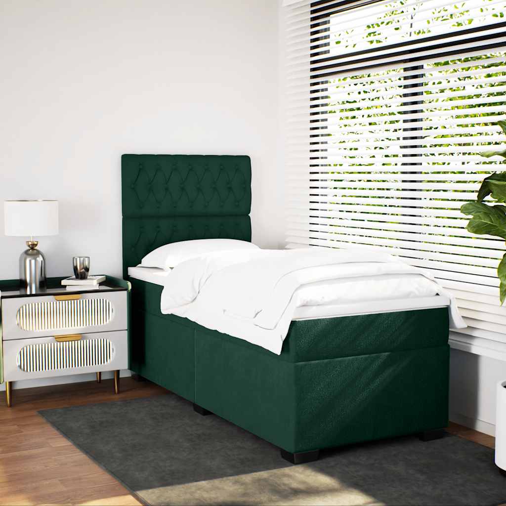 Giroletto a Molle con Materasso Verde Scuro 80x200 cm Velluto