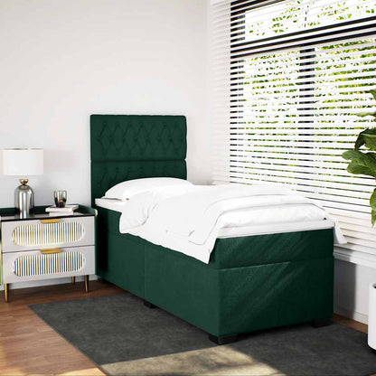 Giroletto a Molle con Materasso Verde Scuro 80x200 cm Velluto