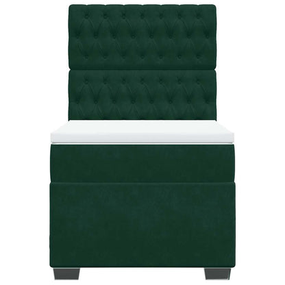 Giroletto a Molle con Materasso Verde Scuro 80x200 cm Velluto