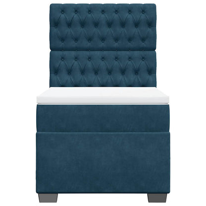Giroletto a Molle con Materasso Blu 80x200 cm in Velluto