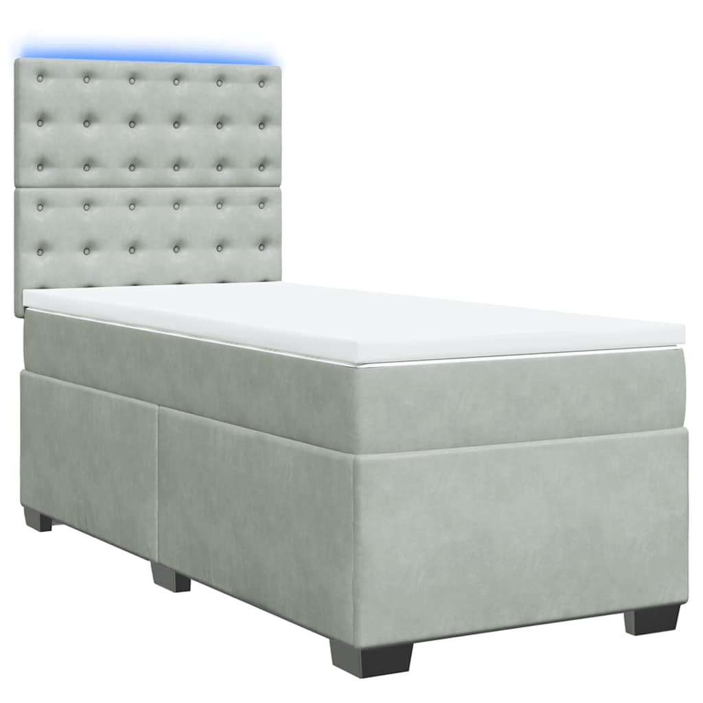 Giroletto a Molle con Materasso Grigio Chiaro 80x200 cm Velluto