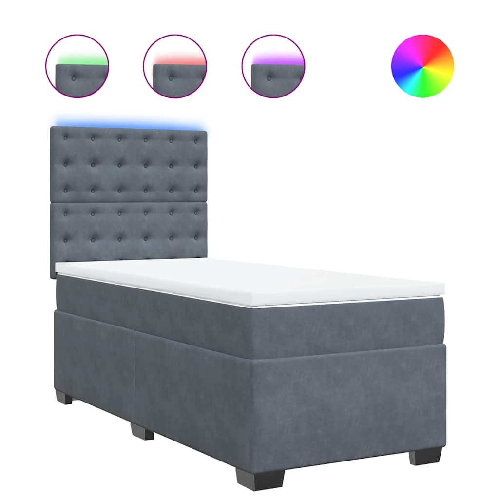 Giroletto a Molle con Materasso Grigio Scuro 80x200 cm Velluto | homemem39